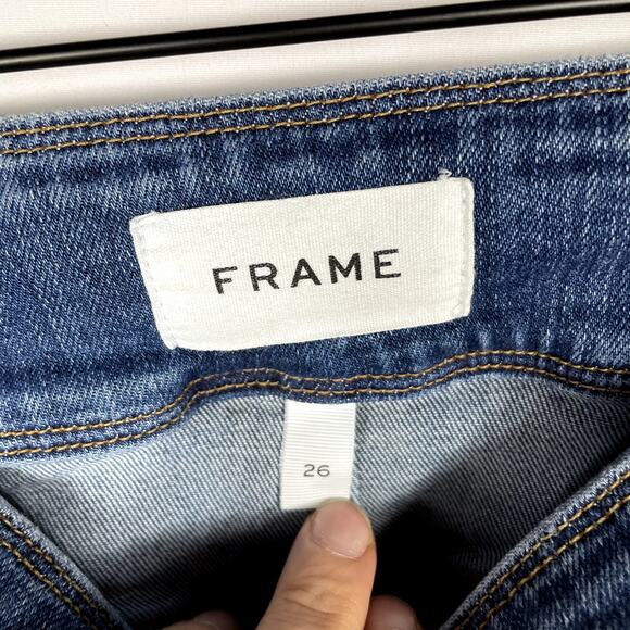 Frame Le Francoise Jeans Mid Rise Cropped Sz 26 Sidonia Blue Side Zipper - Picture 6 of 9